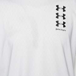 Pre Owned Palm Angels X Under Armour White Logo Print Jersey T-Shirt M
