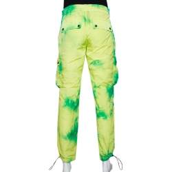 Pre Owned Palm Angels Fluorescent Tie Dye Nylon Cargo Pants L