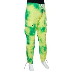 Pre Owned Palm Angels Fluorescent Tie Dye Nylon Cargo Pants L