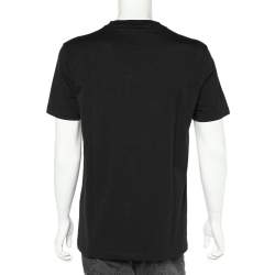 Pre Owned Palm Angels Black Sprayed Logo Printed Cotton Crewneck T-Shirt M