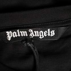 Pre Owned Palm Angels Black Sprayed Logo Printed Cotton Crewneck T-Shirt M