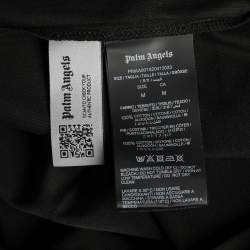 Pre Owned Palm Angels Black Sprayed Logo Printed Cotton Crewneck T-Shirt M