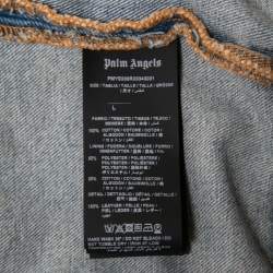 Palm Angels Blue Denim Logo Printed Jacket L