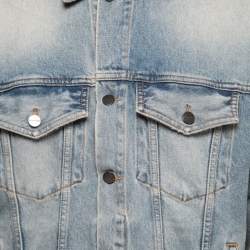 Palm Angels Blue Denim Logo Printed Jacket L