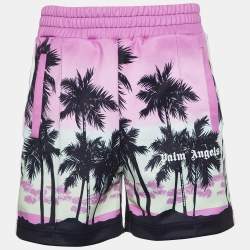Palm Angels Pink Sunset Print Jersey Track Shorts S