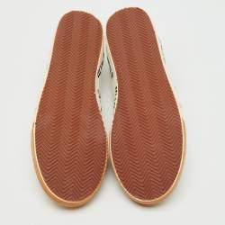 Pre Owned Palm Angels White/Beige Leather and Suede Vulcanized Low Top Sneakers Size 46