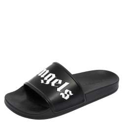 Palm Angels Black Rubber Logo Slides Size 42