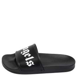 Palm Angels Black Rubber Logo Slides Size 42