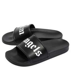 Palm Angels Black Rubber Logo Slides Size 42