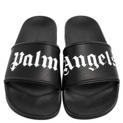 Palm Angels Black Rubber Logo Slides Size 42
