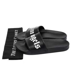 Palm Angels Black Rubber Logo Slides Size 42
