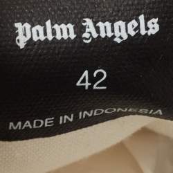 Palm Angels White Canvas Vulcanized Low Top Sneakers Size 42