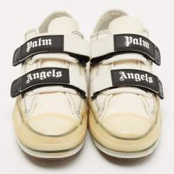 Palm Angels White Canvas Vulcanized Low Top Sneakers Size 42
