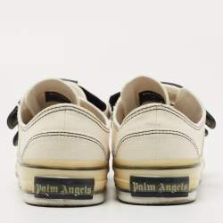 Palm Angels White Canvas Vulcanized Low Top Sneakers Size 42