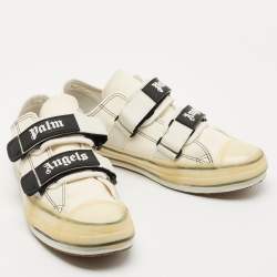 Palm Angels White Canvas Vulcanized Low Top Sneakers Size 42