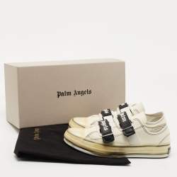 Palm Angels White Canvas Vulcanized Low Top Sneakers Size 42