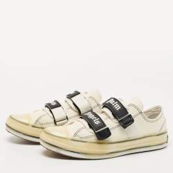 Palm Angels White Canvas Vulcanized Low Top Sneakers Size 42