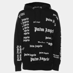 Palm Angels Black Cotton Knit Ultra Logo Over Hoodie S