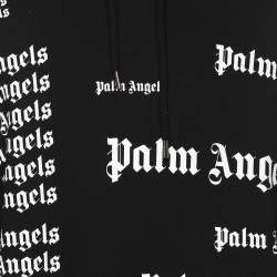 Palm Angels Black Cotton Knit Ultra Logo Over Hoodie S