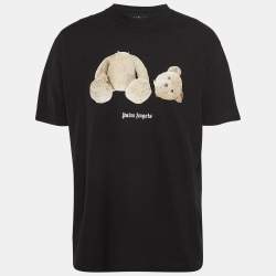 Pre Owned Palm Angels Black Teddy Print Cotton Crew Neck T-Shirt XL