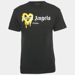 Palm Angels Black Logo Print Cotton Crew Neck T-Shirt XS