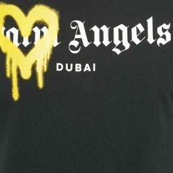 Palm Angels Black Logo Print Cotton Crew Neck T-Shirt XS