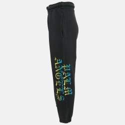 Palm Angels Black Gothic Logo Print Cotton Knit Sweatpants XS