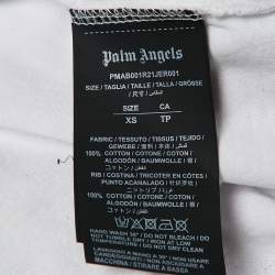 Pre Owned Palm Angels White Logo Print Cotton Knit Crew Neck Sweatshirt XS