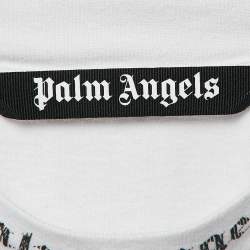 Pre Owned Palm Angels White Logo Print Cotton Knit Crew Neck Sweatshirt XS