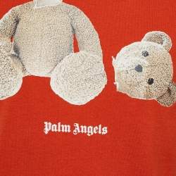 Pre Owned Palm Angels Orange Bear Print Cotton Jersey Crew Neck T-Shirt S