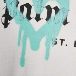 Pre Owned Palm Angels White Heart Spray Paint Logo Print Jersey T-Shirt XL