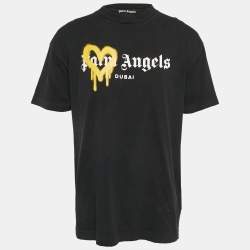 Palm Angels Black Heart Spray Paint Logo Print Jersey T-Shirt XL