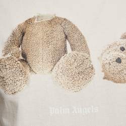 Palm Angels Cream Bear Print Cotton Oversized T-Shirt S