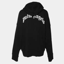 Palm Angels Black Cotton Knit Hoodie XXL