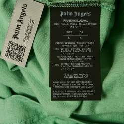 Palm Angels Green Logo Print Full Sleeve Oversized T-Shirt L