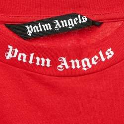 Palm Angels Red Logo Print Jersey Crew Neck T-Shirt S