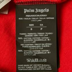 Palm Angels Red Logo Print Jersey Crew Neck T-Shirt S