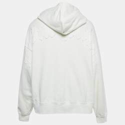 Pre Owned Palm Angels White Cotton Knit Logo Applique Detail Hoodie XL