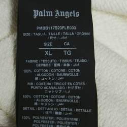 Pre Owned Palm Angels White Cotton Knit Logo Applique Detail Hoodie XL