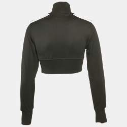 Palm Angels Black Logo Print Jersey Zip-Up Cropped Jacket XS