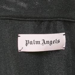 Palm Angels Black Logo Print Jersey Zip-Up Cropped Jacket XS