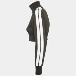 Palm Angels Black Logo Print Jersey Zip-Up Cropped Jacket XS