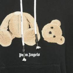 Pre Owned Palm Angels Black Cotton Bear Tuft Detail Hooded Sweatshirt M