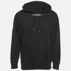 Palm Angels Black Logo Print Cotton Knit Hoodie S