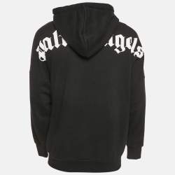 Palm Angels Black Logo Print Cotton Knit Hoodie S
