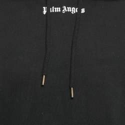 Palm Angels Black Logo Print Cotton Knit Hoodie S