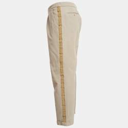 Palm Angels Cream Gabardine Side Stripe Trousers XXL