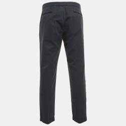 Palm Angels Blue Gold Side Stripe Gabardine Trousers XXL