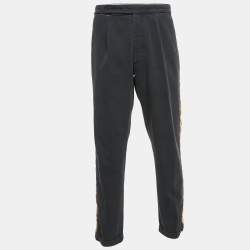 Palm Angels Blue Gold Side Stripe Gabardine Trousers XXL