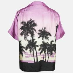 Palm Angels Pink Printed Silk Button Front Shirt XS 